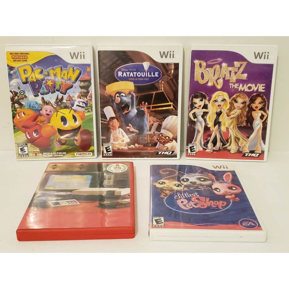 Lot Of 4 Wii Games & Mario‎ Soundtrack Disney Bratz Pac Man Pet Shop